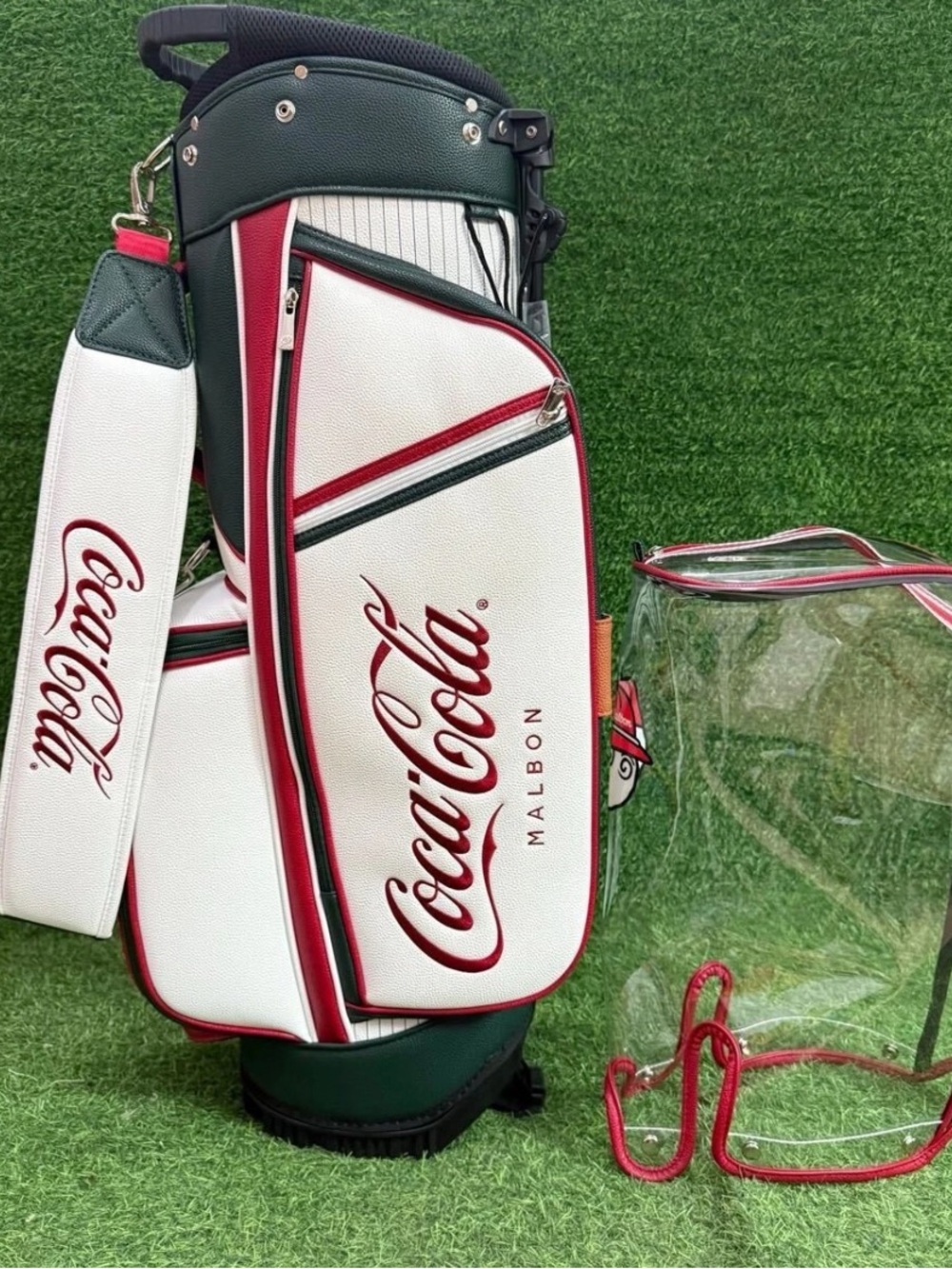 Malbon Coca-Cola White & Red Golf Stand Bag - Picture 5 of 7